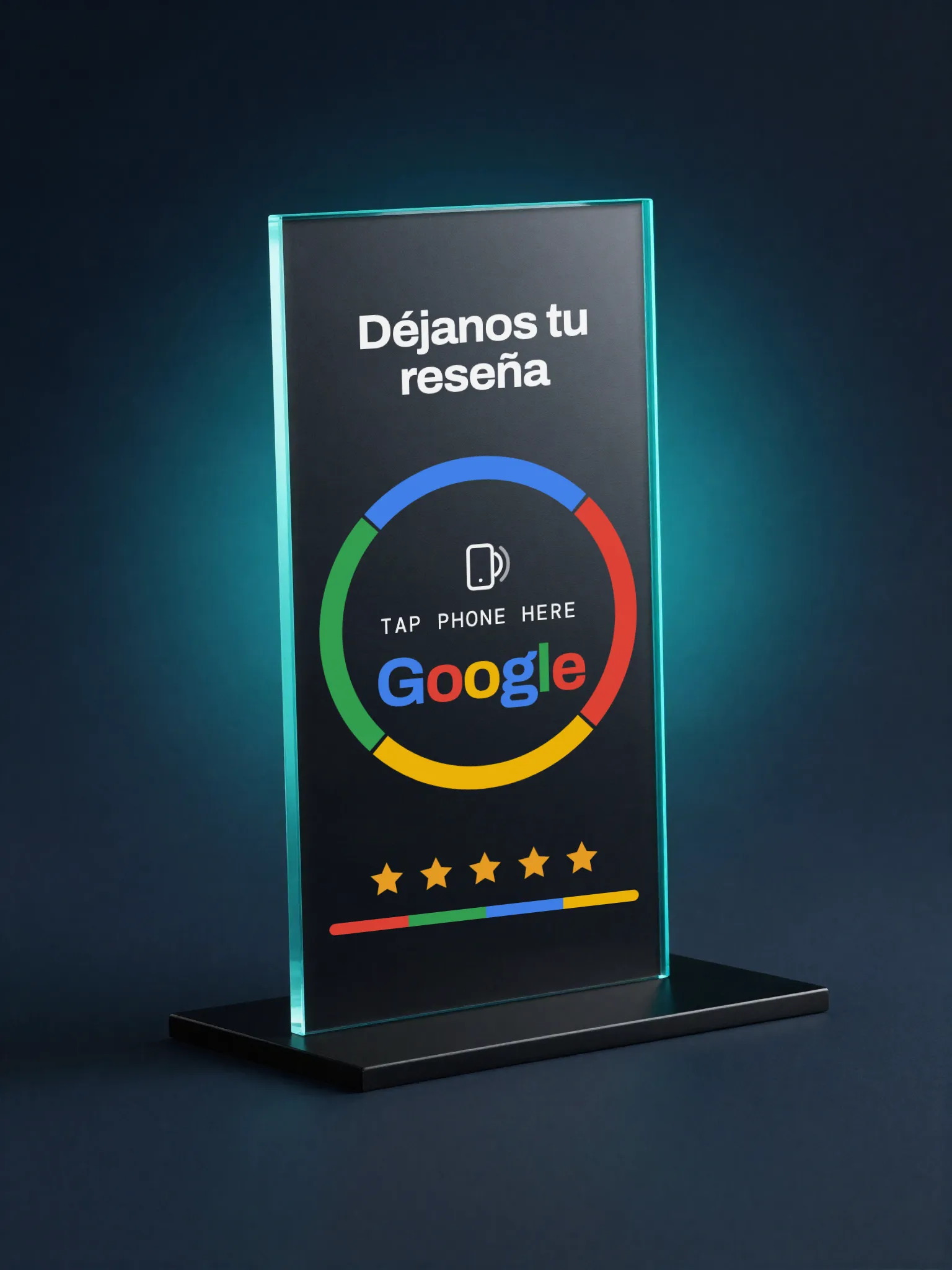 Placa NFC Tap de mostrador, con el arte de reseñas de Google
